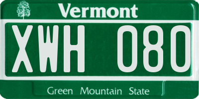 VT license plate XWH080