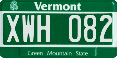 VT license plate XWH082