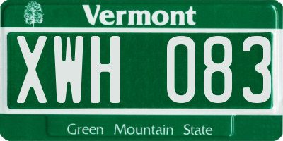 VT license plate XWH083