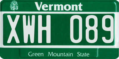 VT license plate XWH089