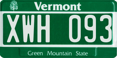 VT license plate XWH093