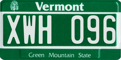 VT license plate XWH096