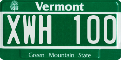 VT license plate XWH100