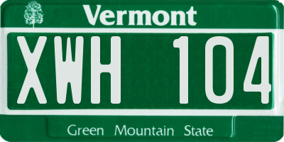 VT license plate XWH104