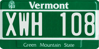 VT license plate XWH108