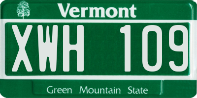 VT license plate XWH109