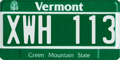 VT license plate XWH113