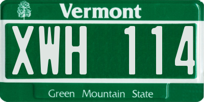 VT license plate XWH114