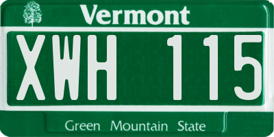 VT license plate XWH115