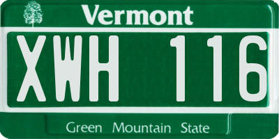 VT license plate XWH116