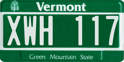 VT license plate XWH117