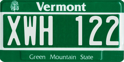 VT license plate XWH122