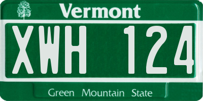 VT license plate XWH124