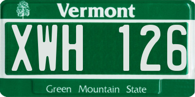 VT license plate XWH126