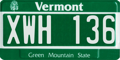 VT license plate XWH136