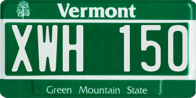 VT license plate XWH150