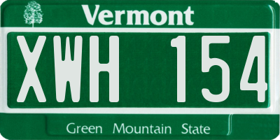 VT license plate XWH154
