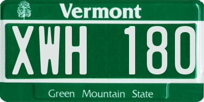 VT license plate XWH180