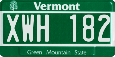 VT license plate XWH182