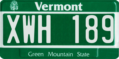 VT license plate XWH189