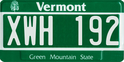 VT license plate XWH192