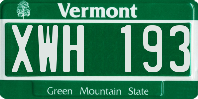 VT license plate XWH193