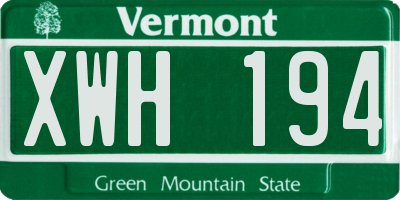 VT license plate XWH194