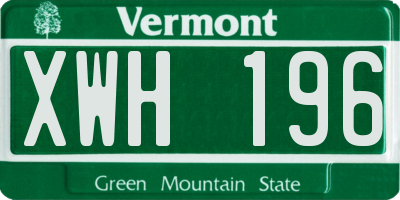 VT license plate XWH196