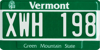 VT license plate XWH198