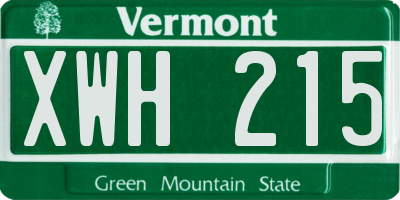 VT license plate XWH215
