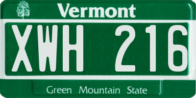 VT license plate XWH216