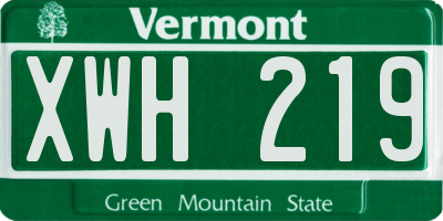 VT license plate XWH219