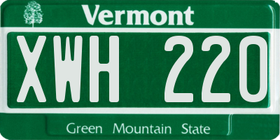 VT license plate XWH220