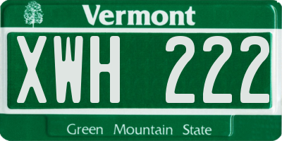 VT license plate XWH222