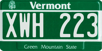VT license plate XWH223