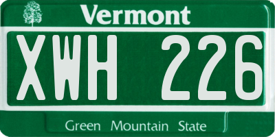 VT license plate XWH226