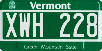 VT license plate XWH228