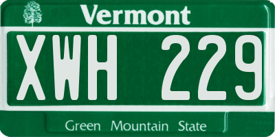 VT license plate XWH229