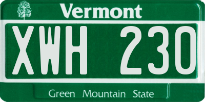 VT license plate XWH230