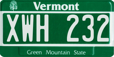 VT license plate XWH232