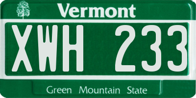 VT license plate XWH233