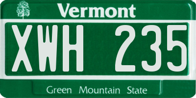 VT license plate XWH235