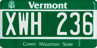 VT license plate XWH236