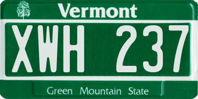 VT license plate XWH237