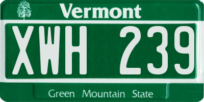 VT license plate XWH239