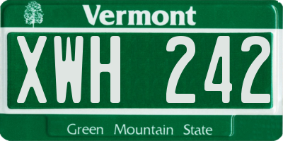 VT license plate XWH242