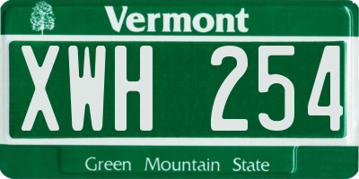 VT license plate XWH254