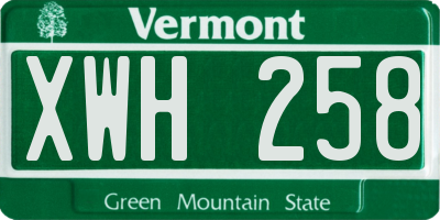VT license plate XWH258