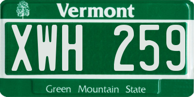 VT license plate XWH259