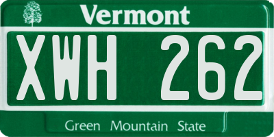 VT license plate XWH262